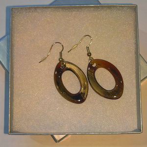 Stylish Tortoise Shell Oval Earrings